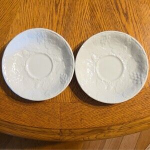 2 Vintage Burleigh Davenport Strawberry and Grape Leaf 6 inch Saucers